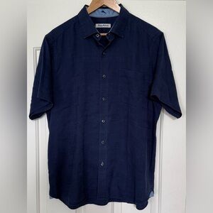 Tommy Bahama Navy Linen Blend Button Up Shirt Men’s Large